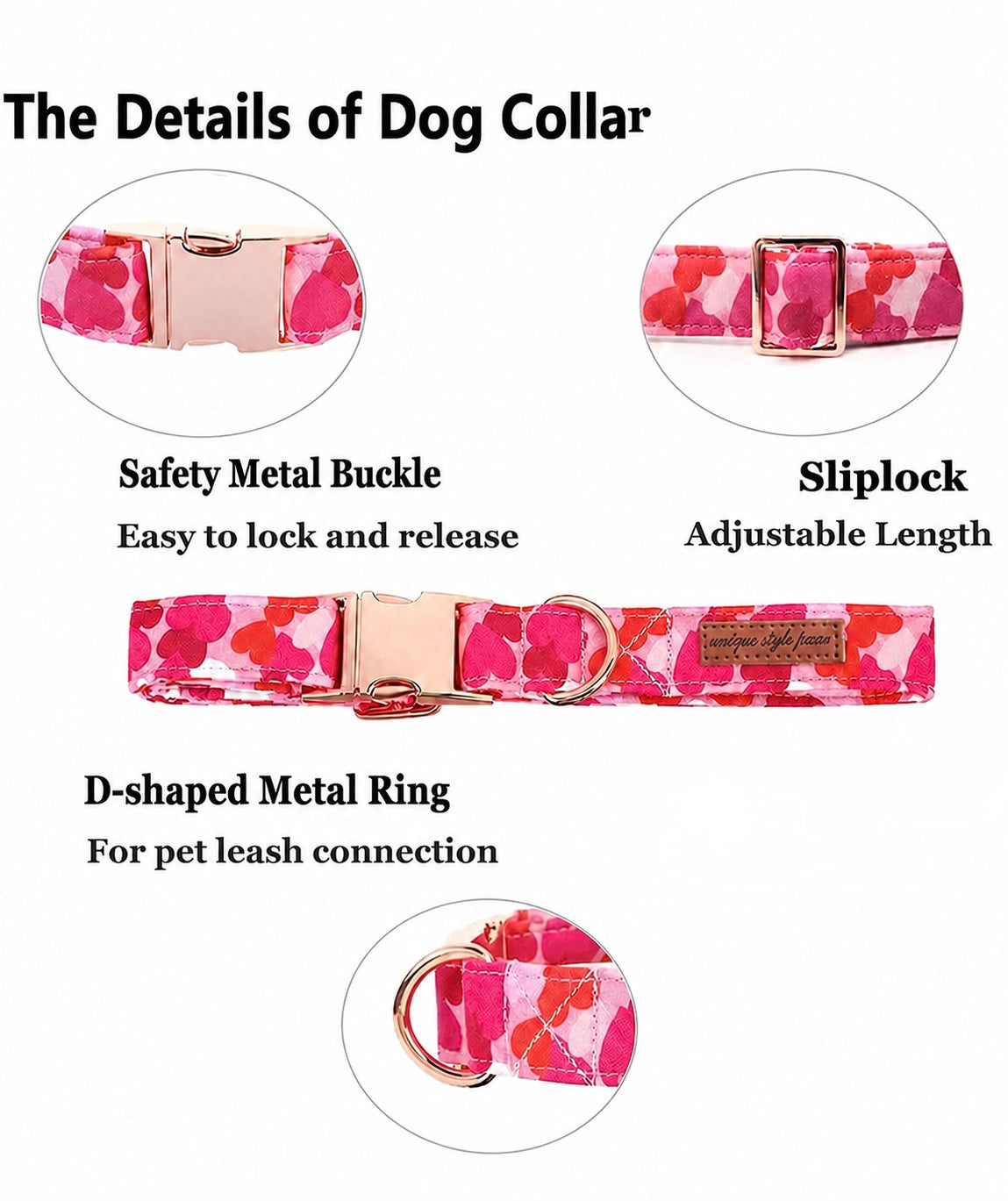 Dog Collar, Adjustable Heavy Duty Medium, with Metal Buckle