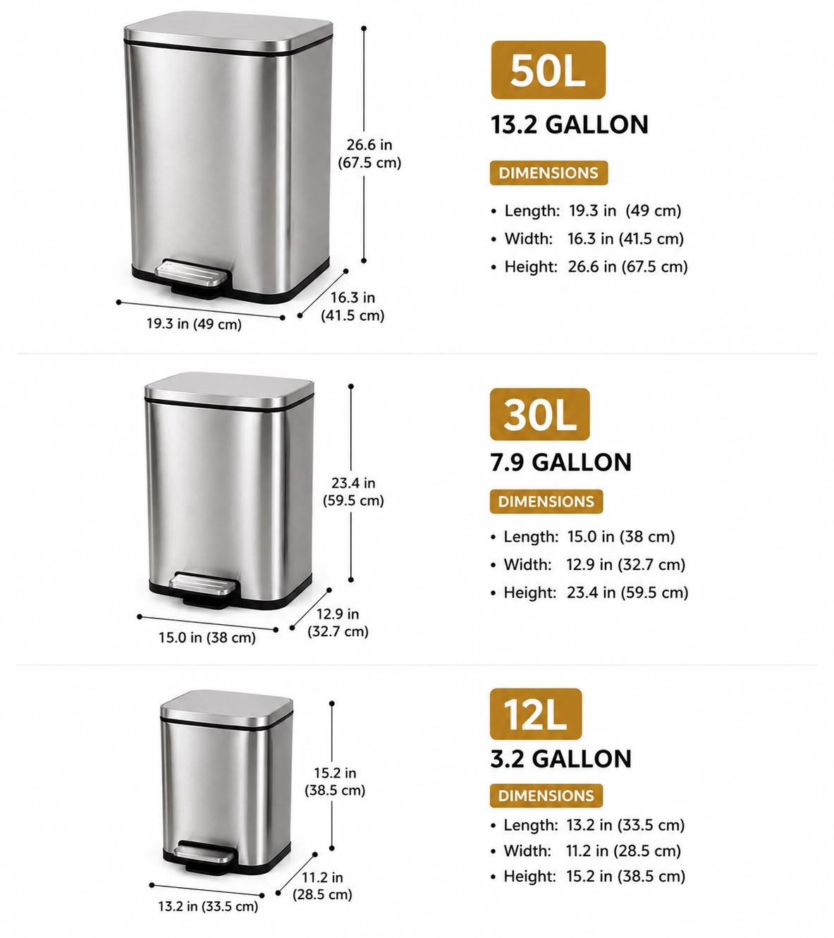 Stainless Steel Step Trash Can