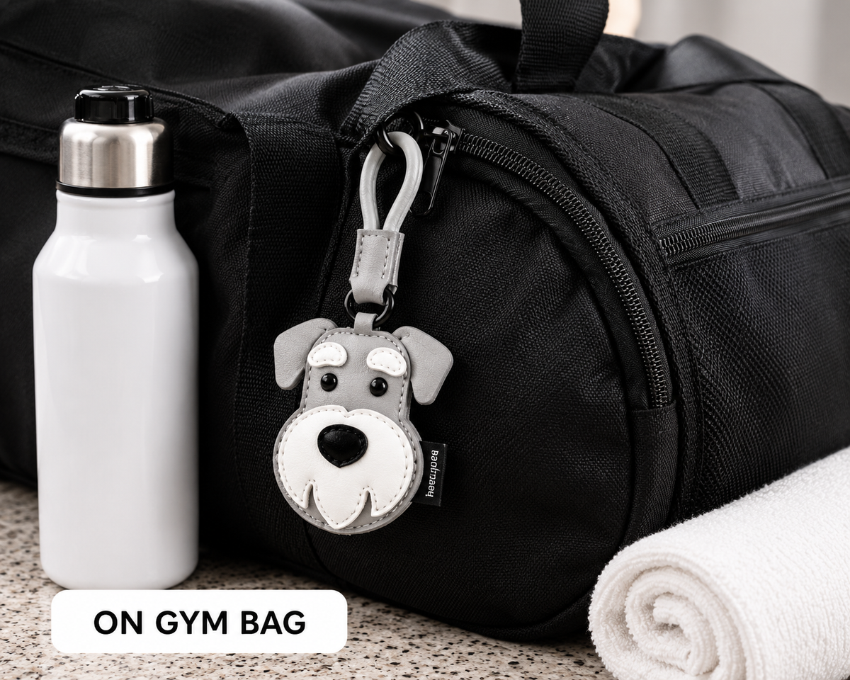KEYCHAIN - Dog Face, Bag Charm - Light Gray