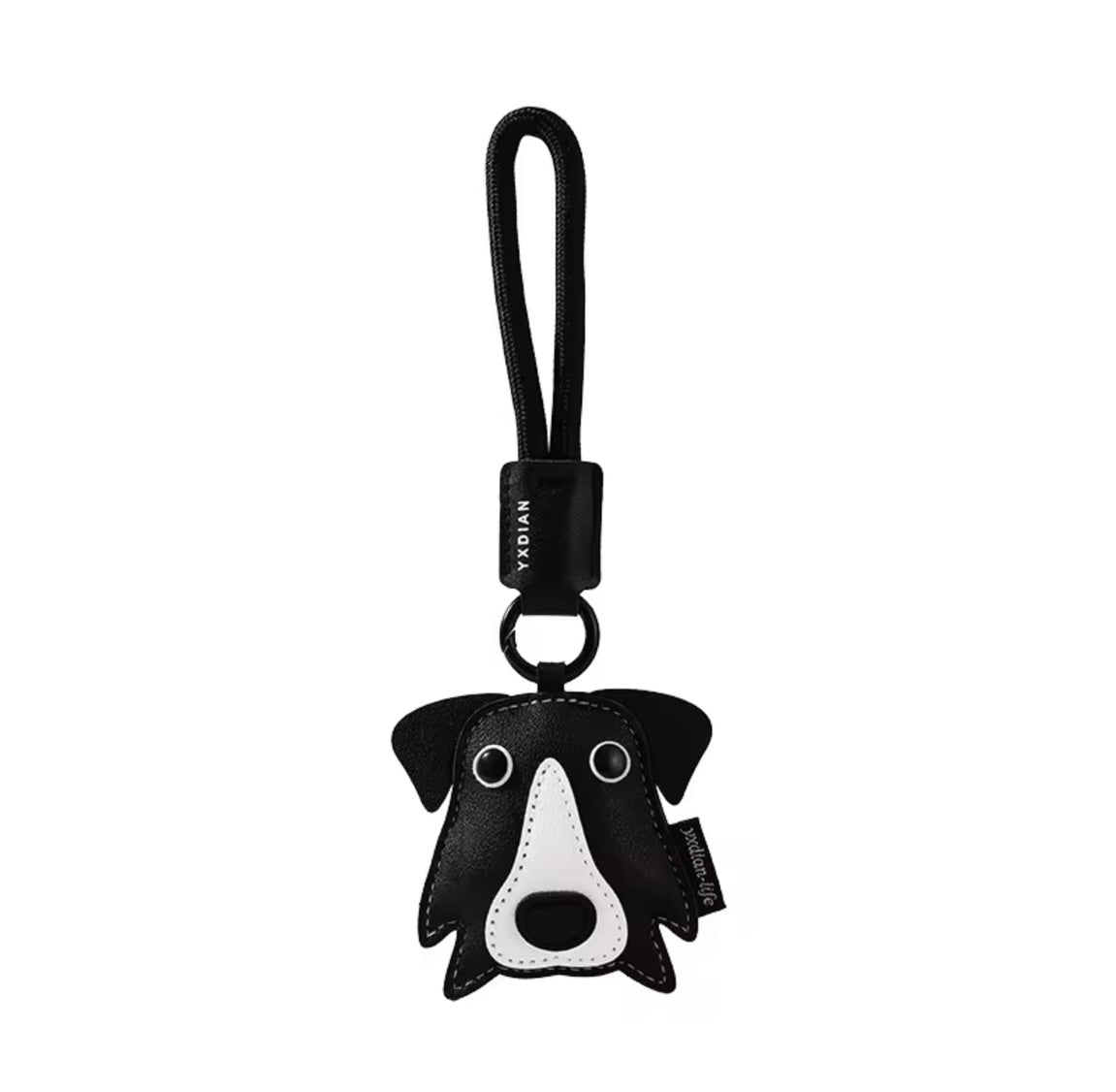KEYCHAIN -  Black & White Dog Keychain for Kids with Loop Strap