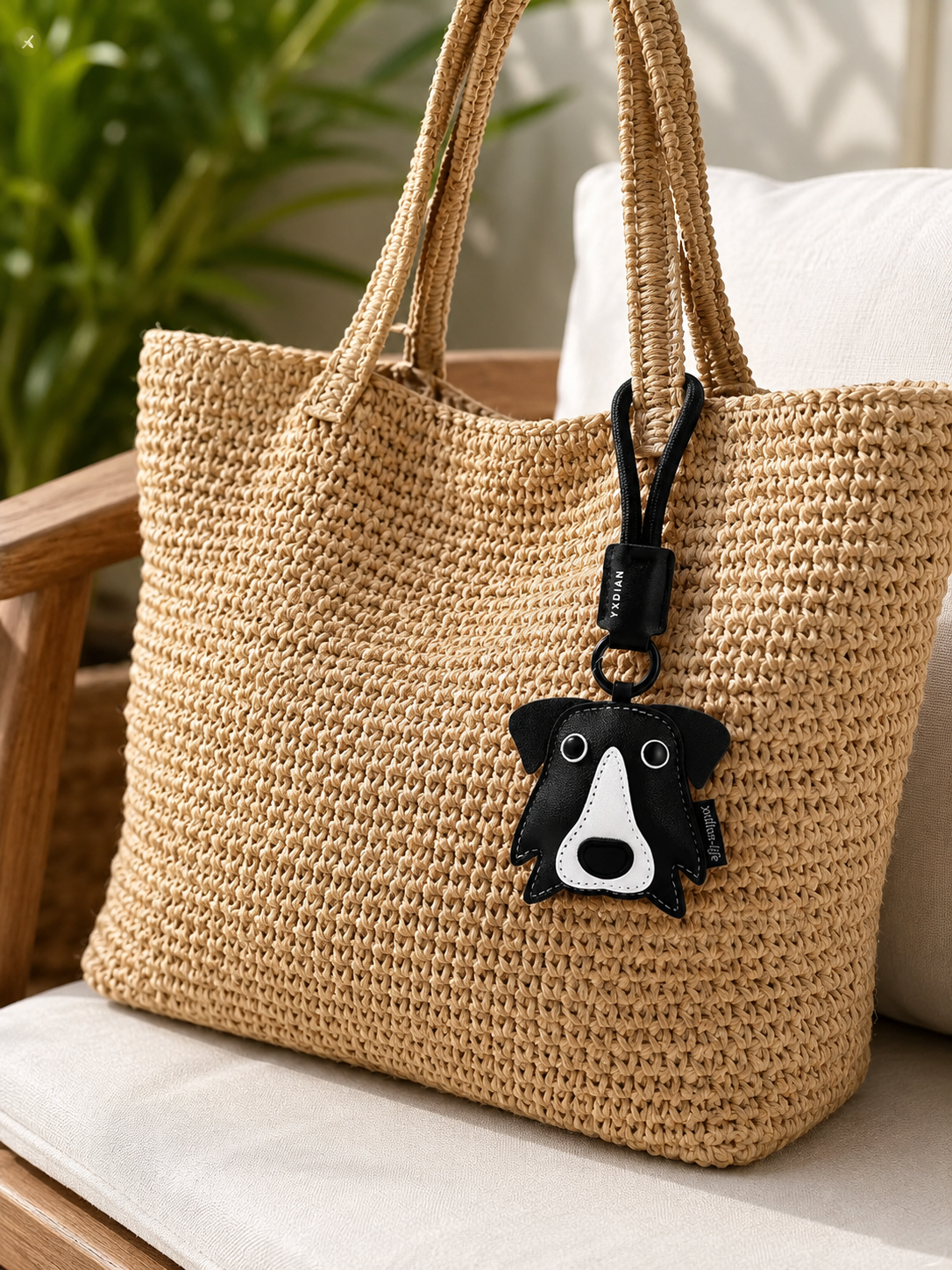 KEYCHAIN -  Black & White Dog Keychain for Kids with Loop Strap