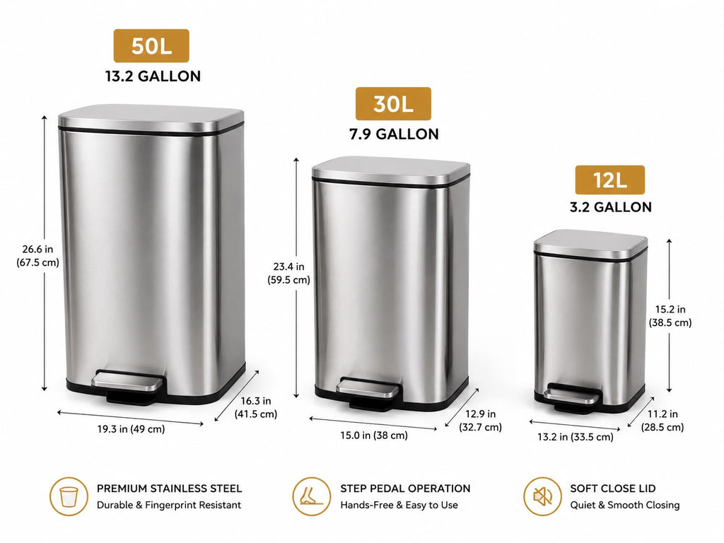 Stainless Steel Step Trash Can