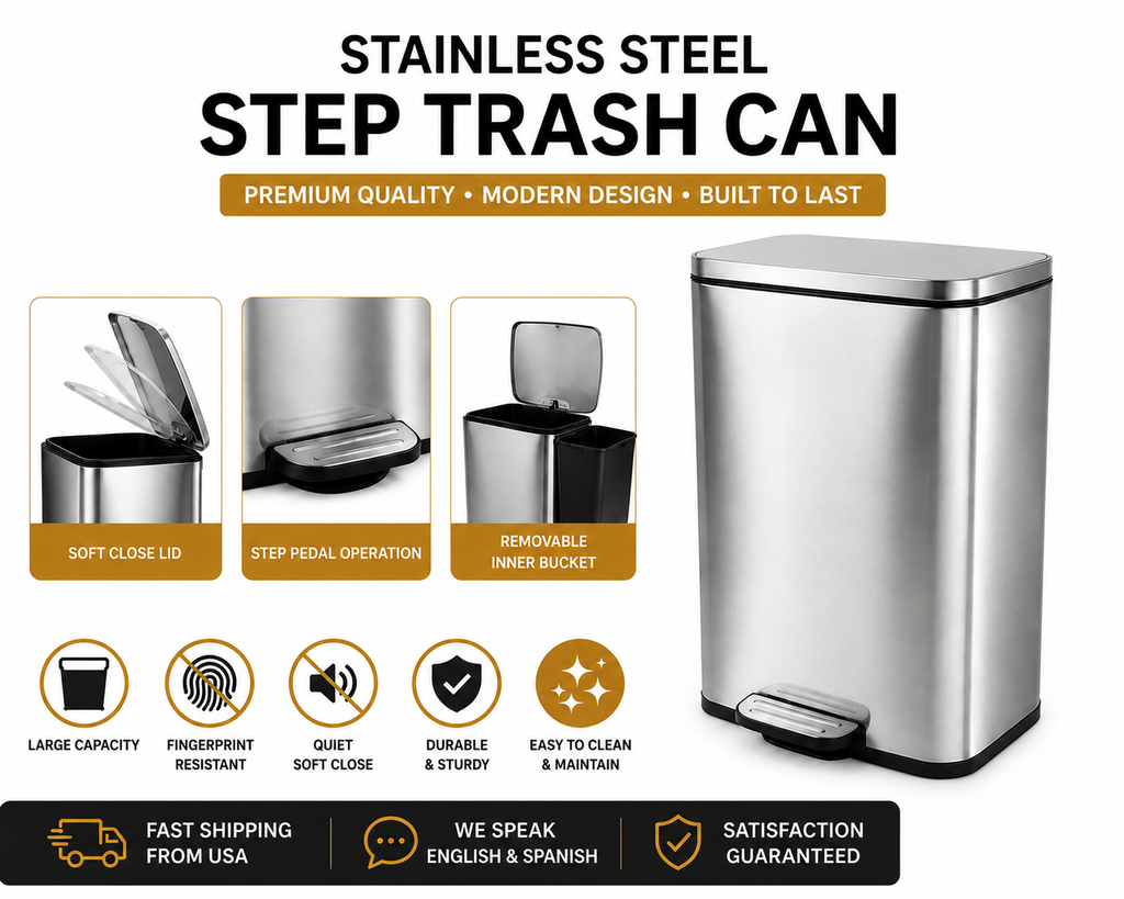 Stainless Steel Step Trash Can