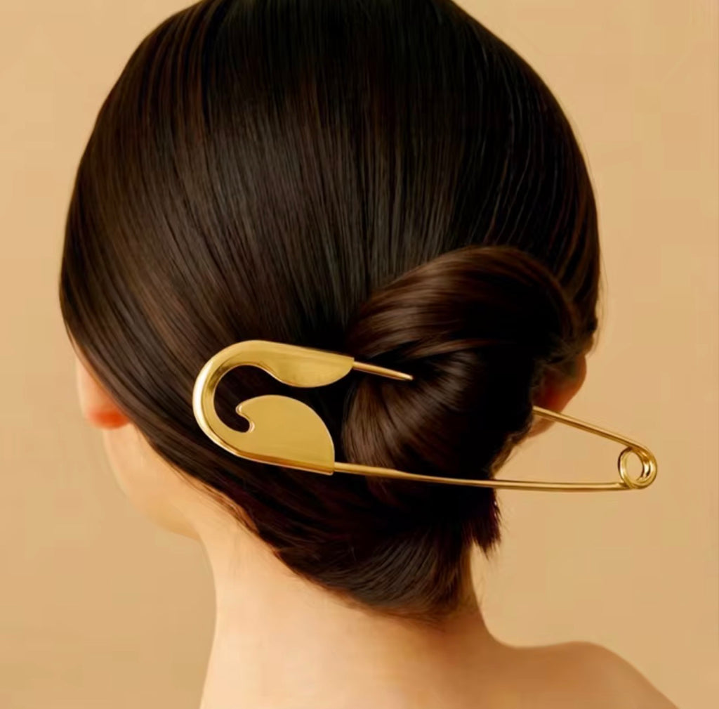 TikTok Stainless Steel Waterproof Non Tarnished 18K Gold Plated Minimalist Pin Hair Clip for Women