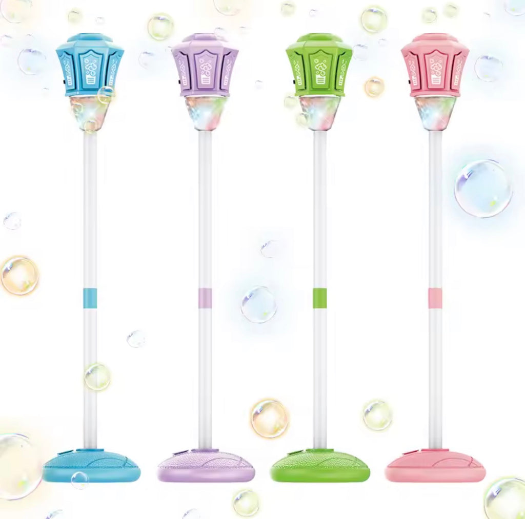 Bubble Machine Lamp with Light, Rechargeable Outdoor Summer Bubbles Toys for Kids & Adults, Bubble Blower and Wand Toy, Birthday Christmas Party Gifts for Toddlers Teens Blue