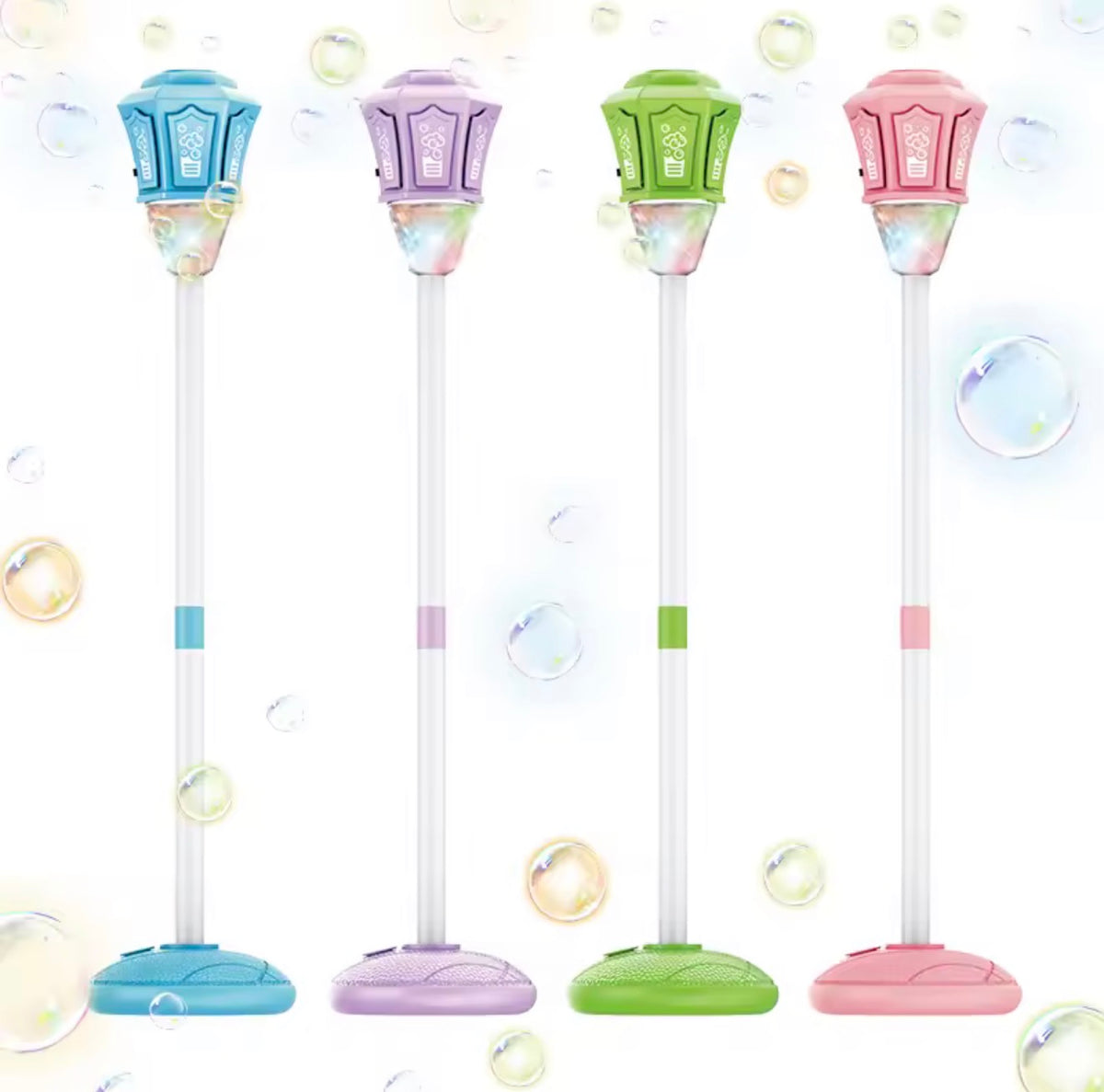Bubble Machine Lamp with Light, Rechargeable Outdoor Summer Bubbles Toys for Kids & Adults, Bubble Blower and Wand Toy, Birthday Christmas Party Gifts for Toddlers Teens Blue