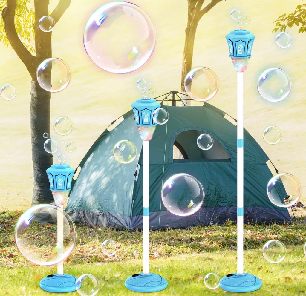 Bubble Machine Lamp with Light, Rechargeable Outdoor Summer Bubbles Toys for Kids & Adults, Bubble Blower and Wand Toy, Birthday Christmas Party Gifts for Toddlers Teens Blue