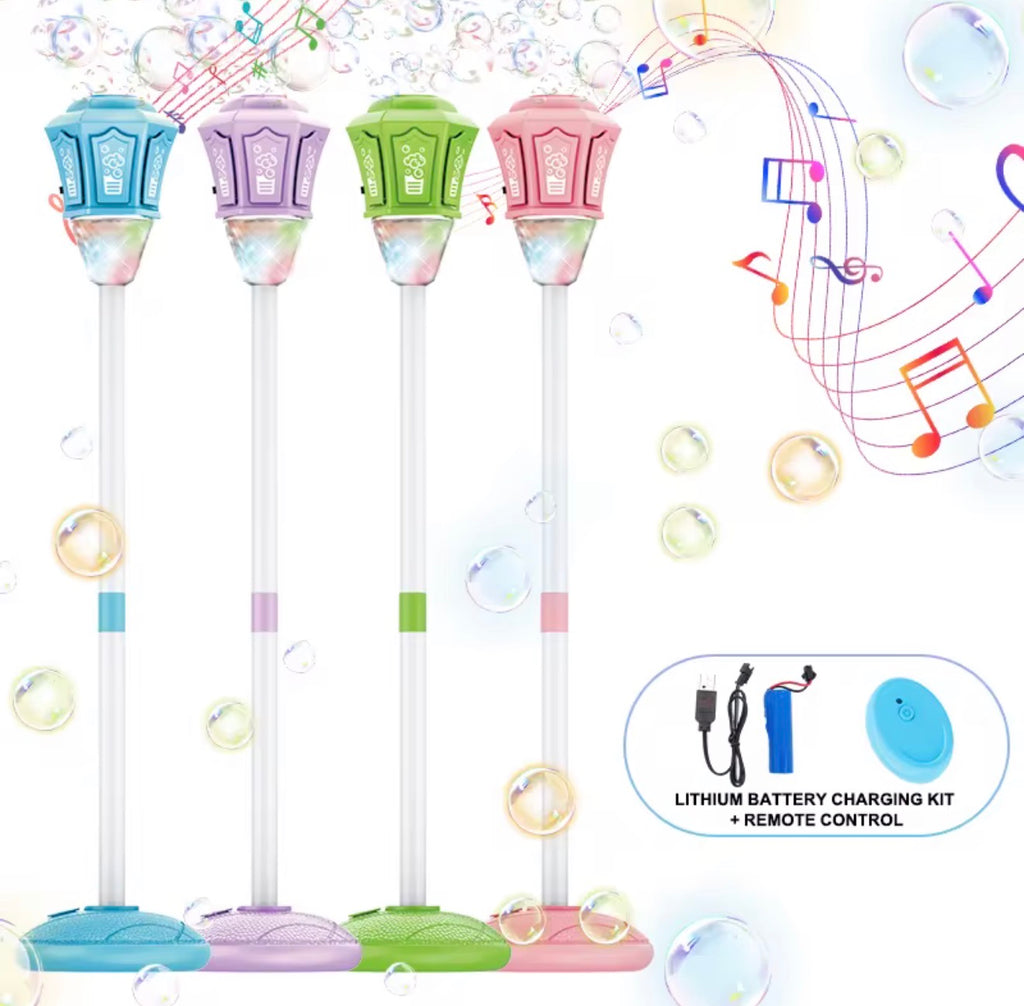 Bubble Machine Lamp with Light, Rechargeable Outdoor Summer Bubbles Toys for Kids & Adults, Bubble Blower and Wand Toy, Birthday Christmas Party Gifts for Toddlers Teens Blue