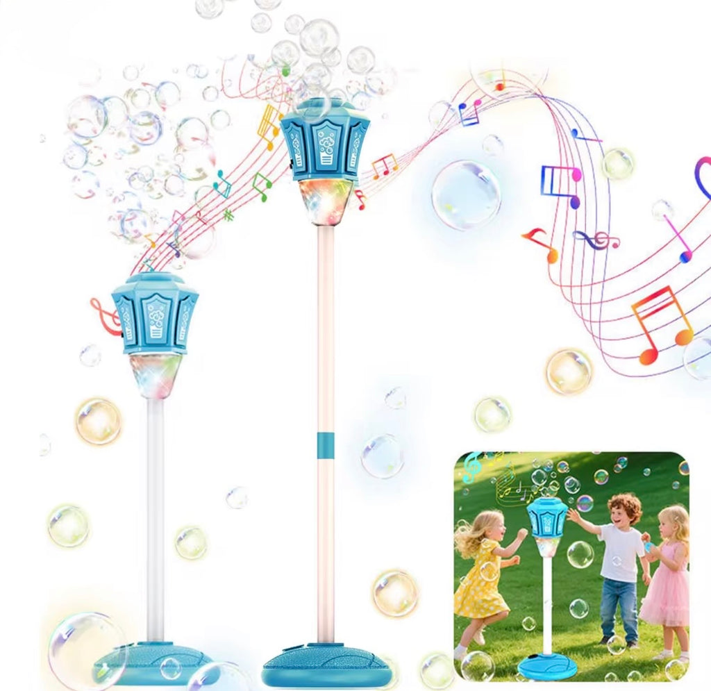 Bubble Machine Lamp with Light, Rechargeable Outdoor Summer Bubbles Toys for Kids & Adults, Bubble Blower and Wand Toy, Birthday Christmas Party Gifts for Toddlers Teens Blue