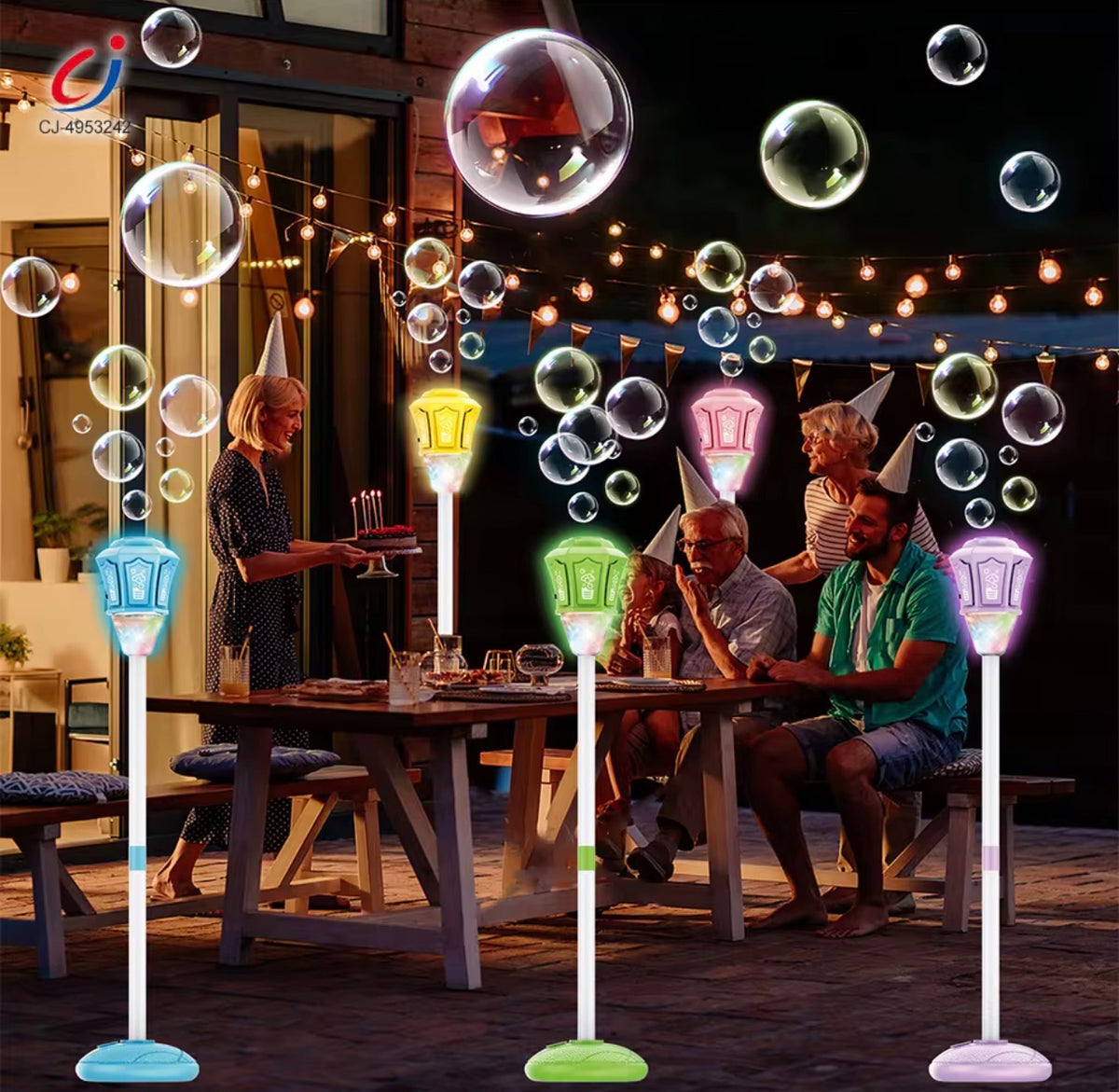 Bubble Machine Lamp with Light, Rechargeable Outdoor Summer Bubbles Toys for Kids & Adults, Bubble Blower and Wand Toy, Birthday Christmas Party Gifts for Toddlers Teens Blue