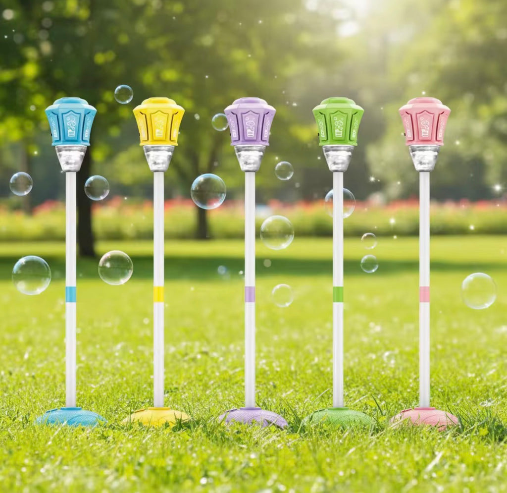 Bubble Machine Lamp with Light, Rechargeable Outdoor Summer Bubbles Toys for Kids & Adults, Bubble Blower and Wand Toy, Birthday Christmas Party Gifts for Toddlers Teens Blue
