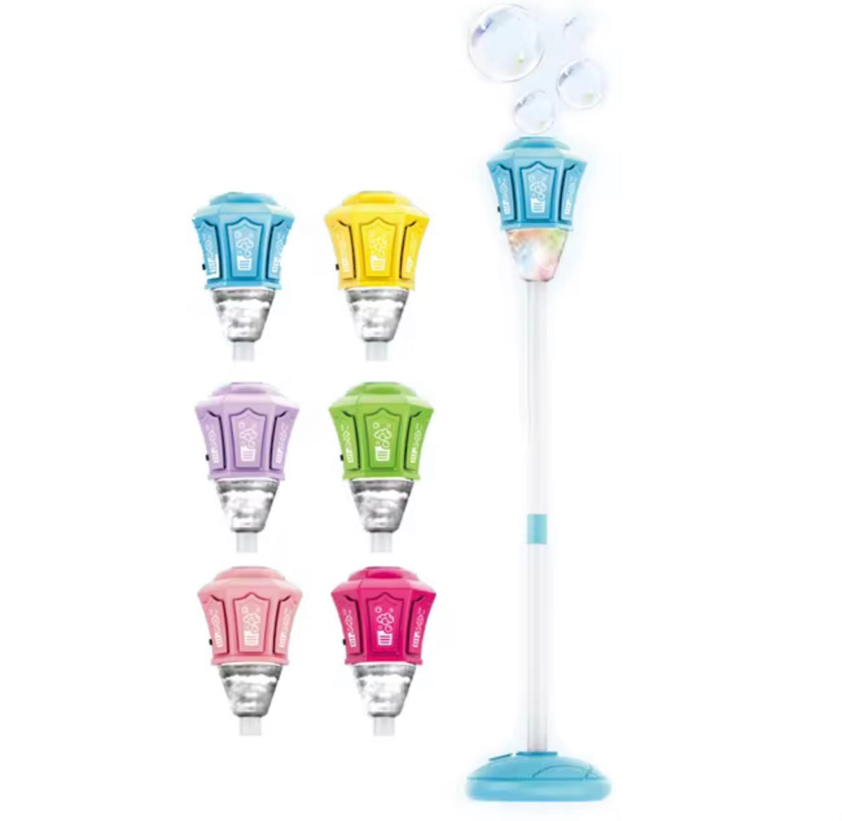 Bubble Machine Lamp with Light, Rechargeable Outdoor Summer Bubbles Toys for Kids & Adults, Bubble Blower and Wand Toy, Birthday Christmas Party Gifts for Toddlers Teens Blue
