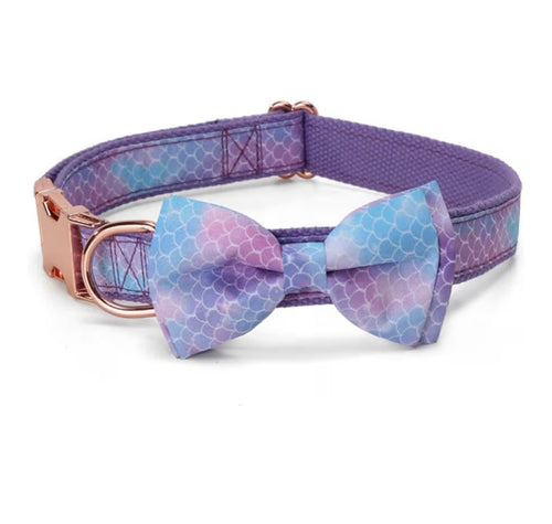 Floral Dog Collar with Bow Tie (Medium)