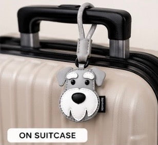 KEYCHAIN - Dog Face, Bag Charm - Light Gray