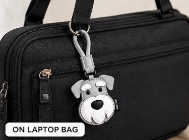 KEYCHAIN - Dog Face, Bag Charm - Light Gray