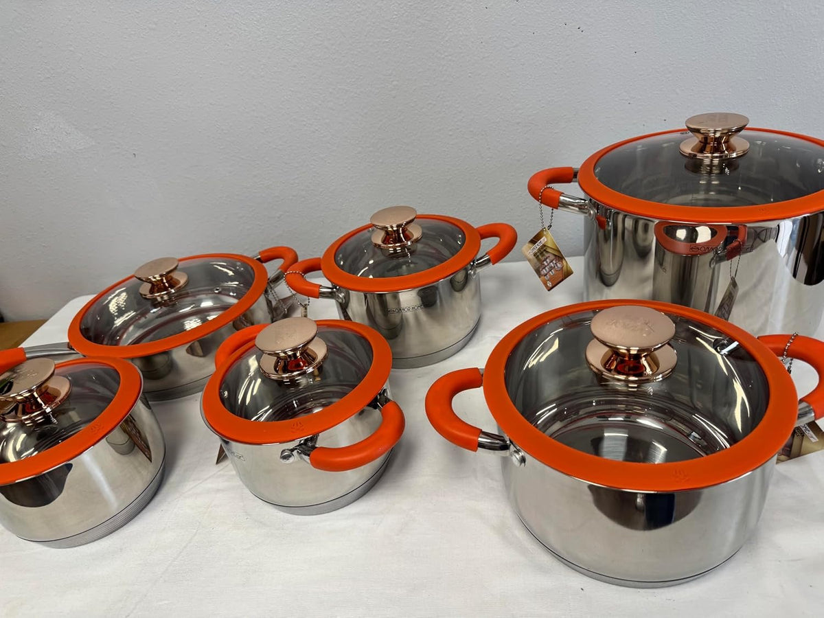 Stainless Steel GALES PREMIUM-ORANGE 12-Piece Stainless Steel Cookware Set