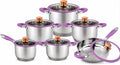 Stainless Steel Cookware Set Induction Ready Purple 12-Piece Set, Induction Compatible, Stainless Steel, Purple Finish, Complete Cookware