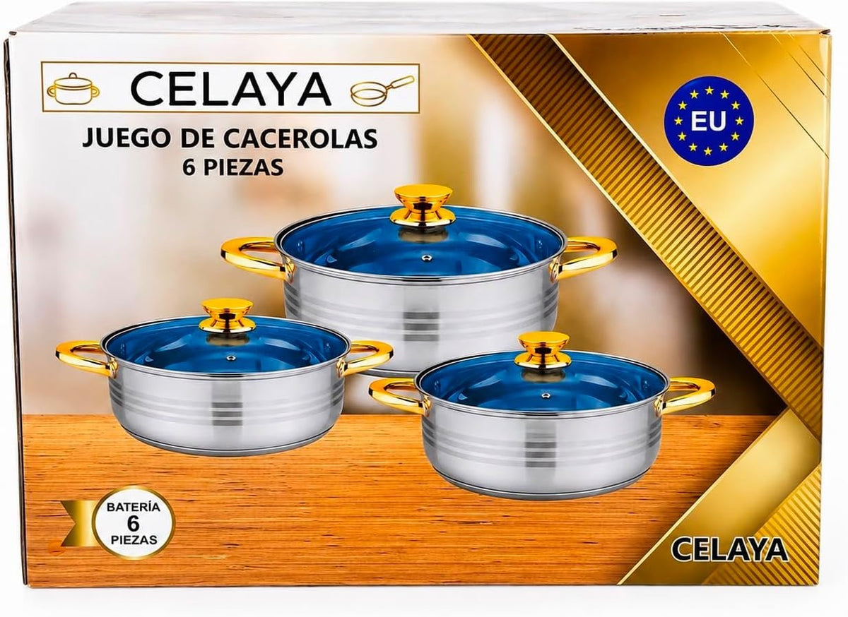 Stainless Steel Cookware Set with Glass Lids 6-Piece Set, Glass Lids, Stainless Stee