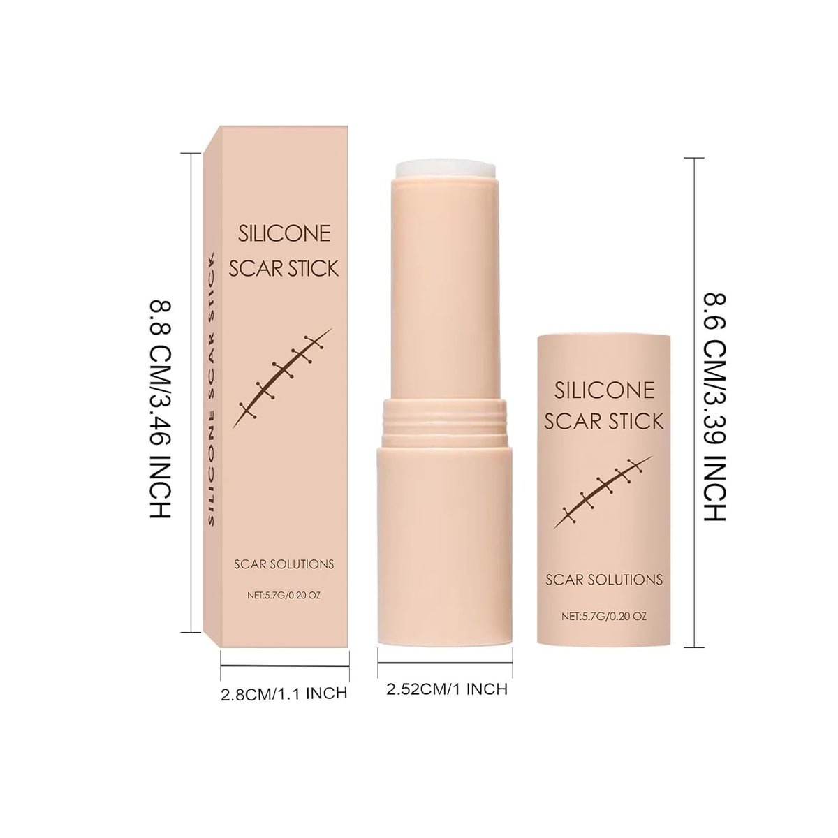 Silicone Scar Stick, Silicone Stick for Face and Body, Help to Improve the Appearance of Scars, For Use After Surgery, Acne, Burns, Cuts, Lightweight Easy to Use (1Pc)