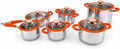 Stainless Steel GALES PREMIUM-ORANGE 12-Piece Stainless Steel Cookware Set