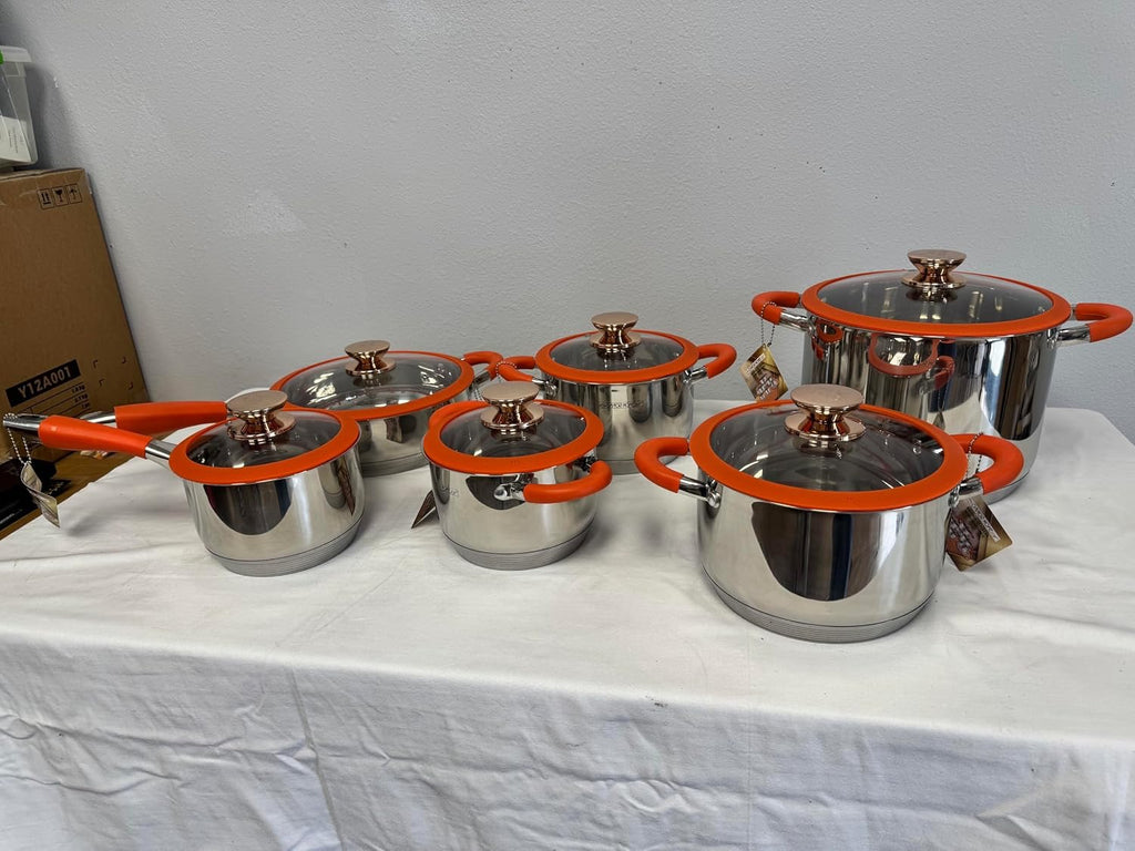 Stainless Steel GALES PREMIUM-ORANGE 12-Piece Stainless Steel Cookware Set