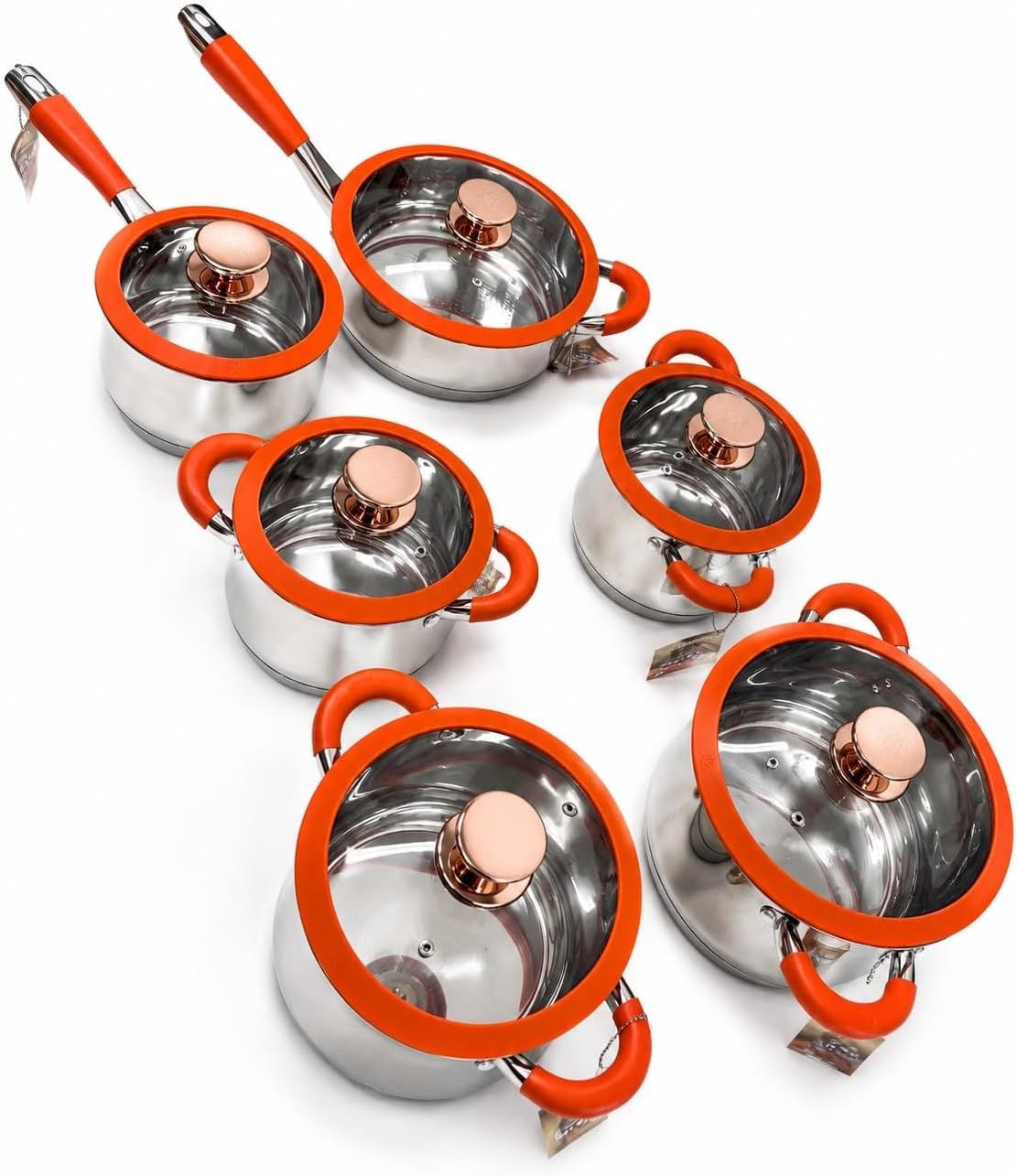 Stainless Steel GALES PREMIUM-ORANGE 12-Piece Stainless Steel Cookware Set