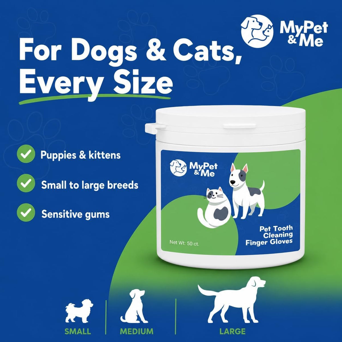 My Pet & Me Dog Dental Wipes – 50 Ct | Tooth & Teeth Cleaning Finger Wipes for Dogs & Cats | No Brush or Paste | Wipes Away Plaque & Debris for Fresh Breath | Individually Wrapped, Gentle on Gums